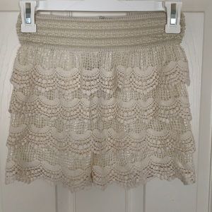 Cream lace shorts